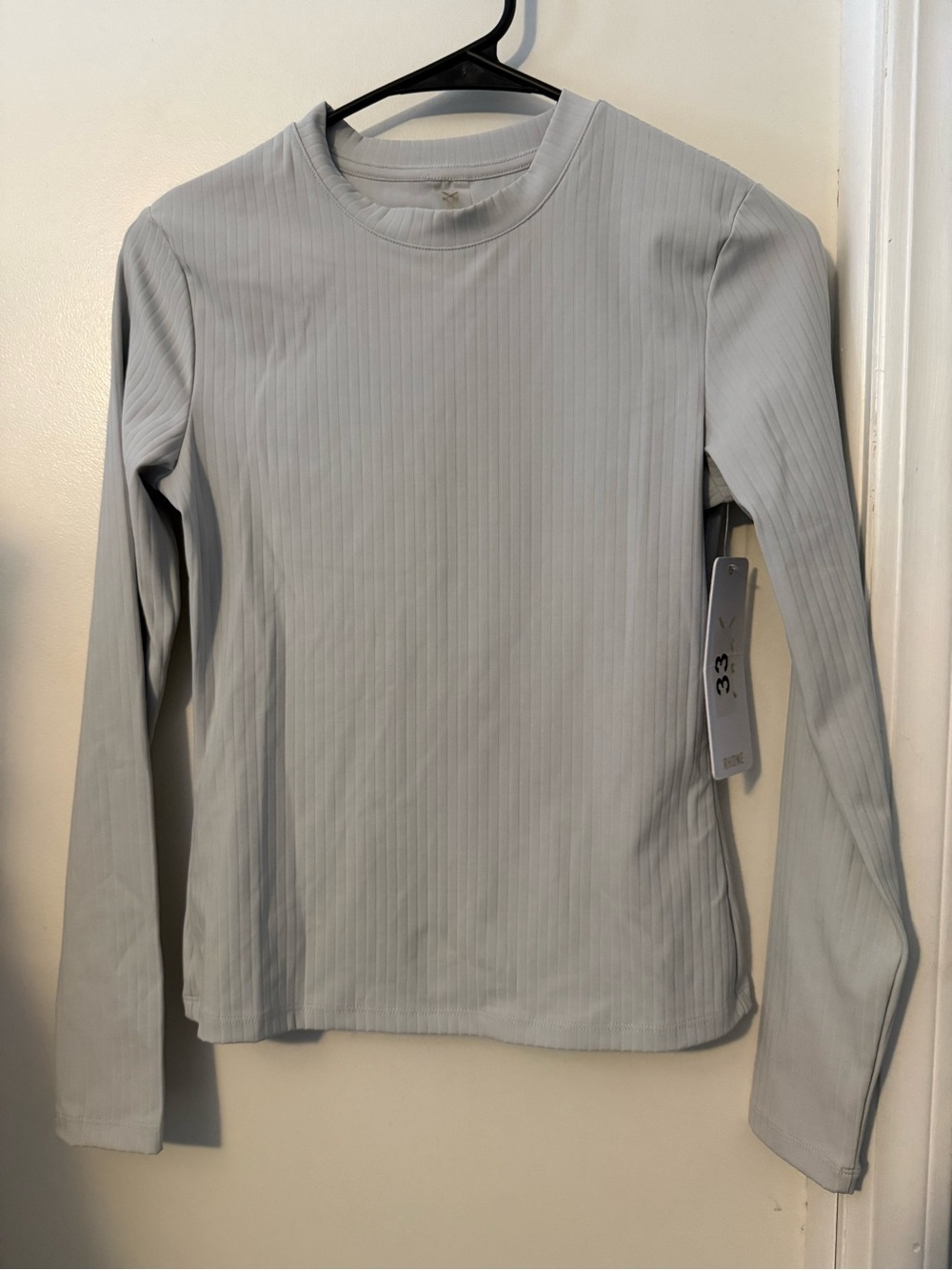Rhône Ribbed Long-Sleeve Crew Top - Light Gray